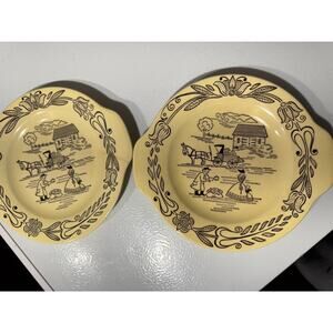 Vintage Royal China Bucks County Amish Themed Plates - set of‎ 2